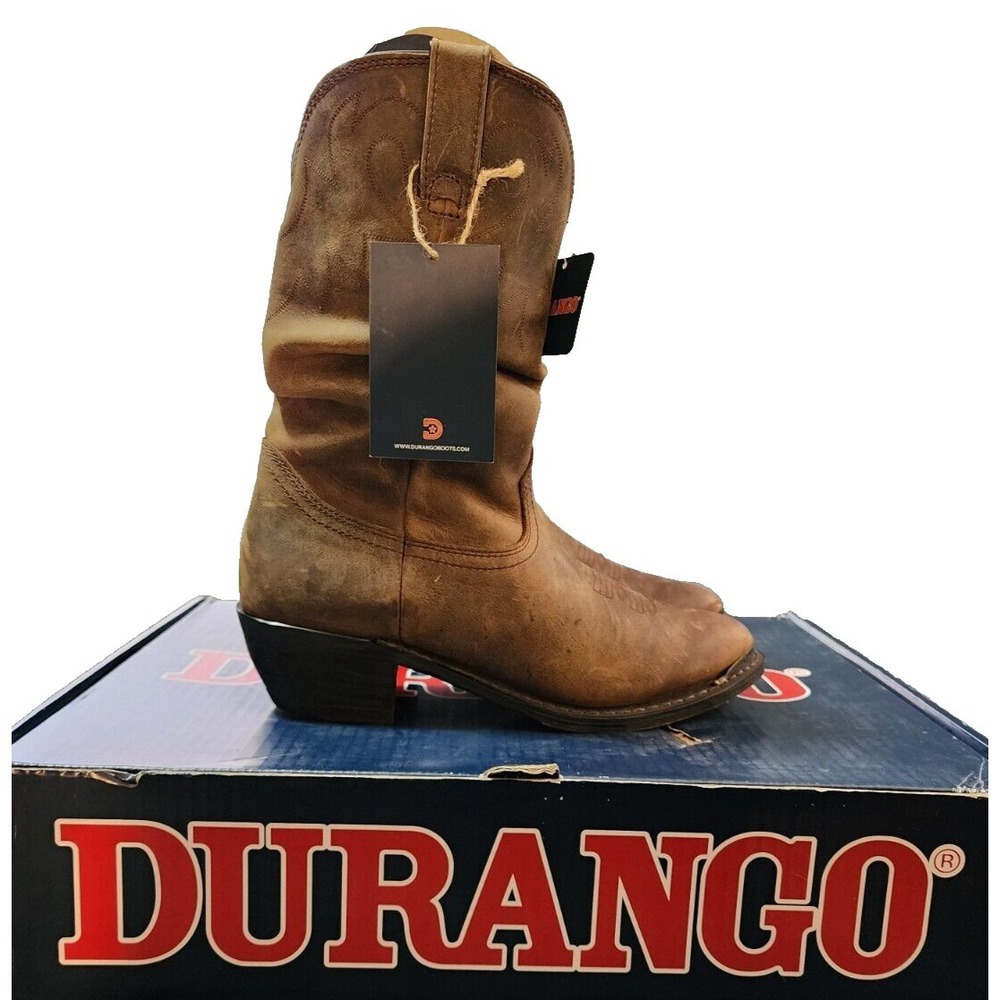 Durango® (Women's 8.5‎ M) Distressed Tan Slouch Western Boot